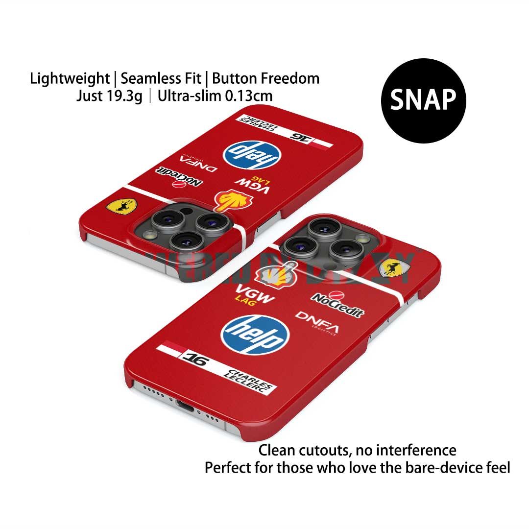Leclerc Ferrari Parody Race Suit Phone Case – Satirical “HELP” Edition (for Samsung)