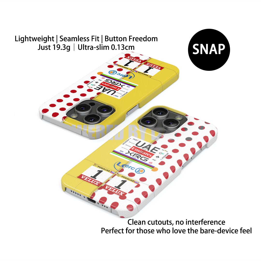 Coque de téléphone Tadej Pogacar 2024 Dual Triumph jaune et rose en jersey par DIZZY