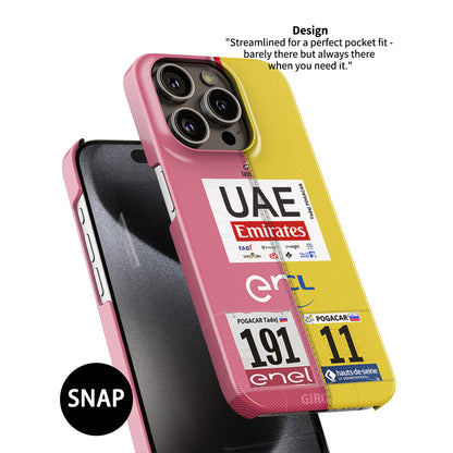 Coque de téléphone Tadej Pogacar 2024 Dual Triumph jaune et rose en jersey par DIZZY