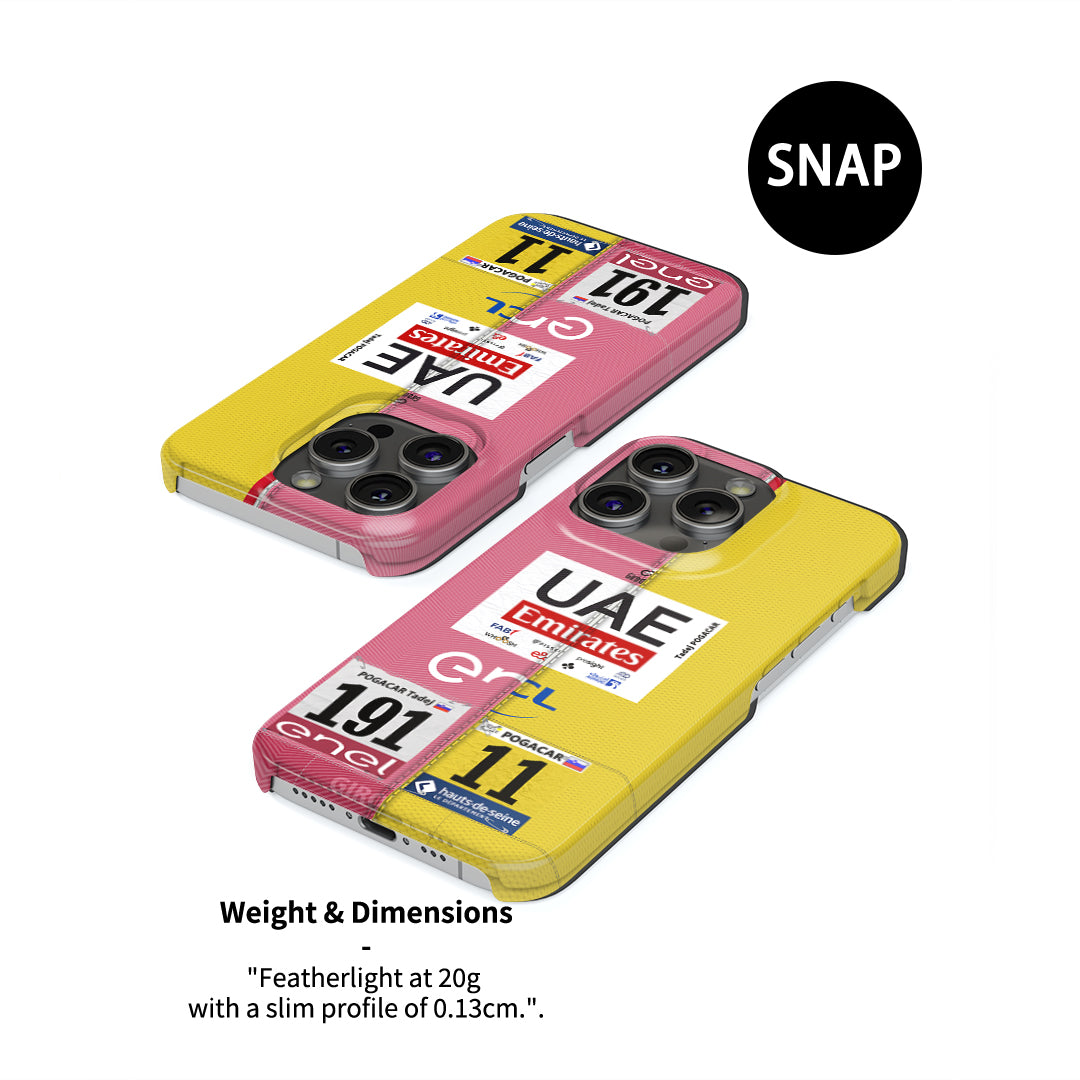 Tadej Pogacar 2024 Dual Triumph Yellow & Pink Jersey Phone Case by DIZZY