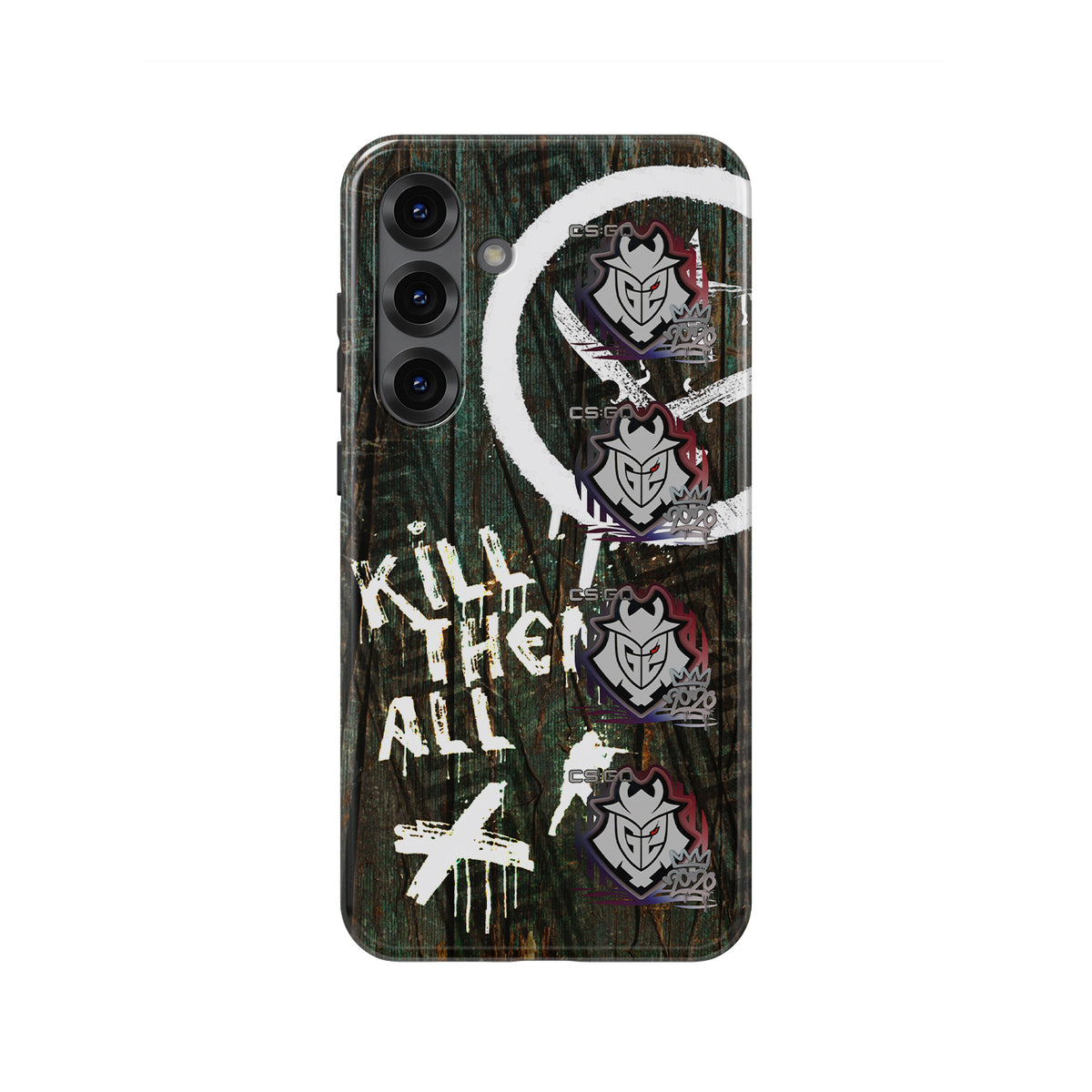 CS2 CSGO Phone Case - AK-47 Wasteland Rebel Skin with G2 Esports RMR 2020 Stickers - Samsung Models