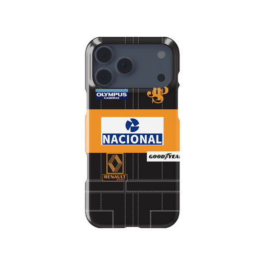 Ayrton Senna 1985 Lotus Racing Overall Formula 1 racing iPhone case view 1