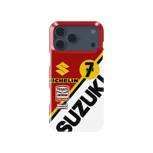 Barry Sheene 1977 Suzuki RG500 XR14 Classic Livery MotoGP motorcycle iPhone case view 1