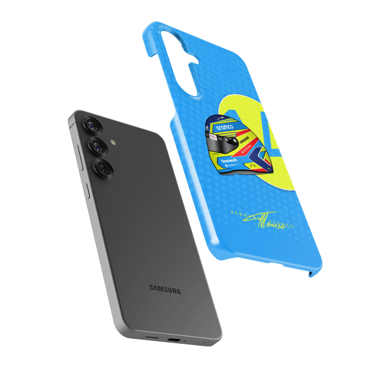 Bold Racing Style: Alonso 2023 Helmet Design for Samsung