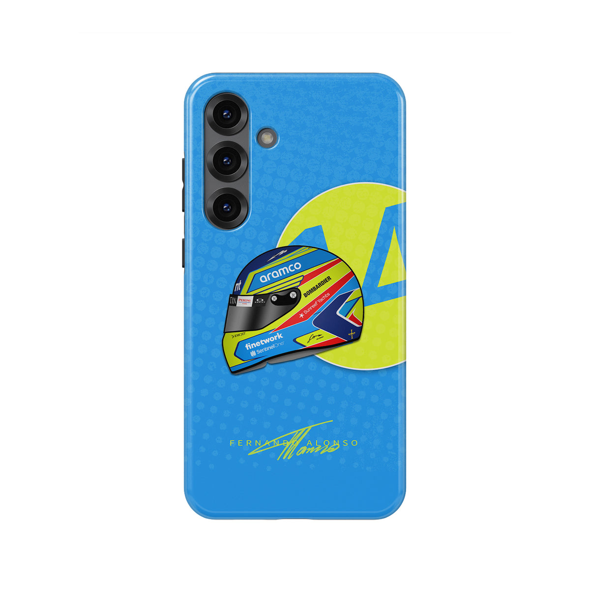 Bold Racing Style: Alonso 2023 Helmet Design for Samsung