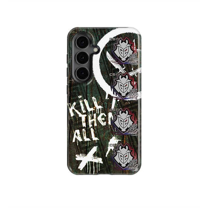 CS2 CSGO Phone Case - AK-47 Wasteland Rebel Skin with G2 Esports RMR 2020 Stickers - Samsung Models