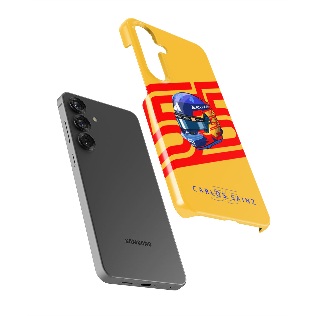 Carlos Sainz 2025 Helmet Tribute Phone Case – Red & Yellow 55 Design for Samsung Galaxy