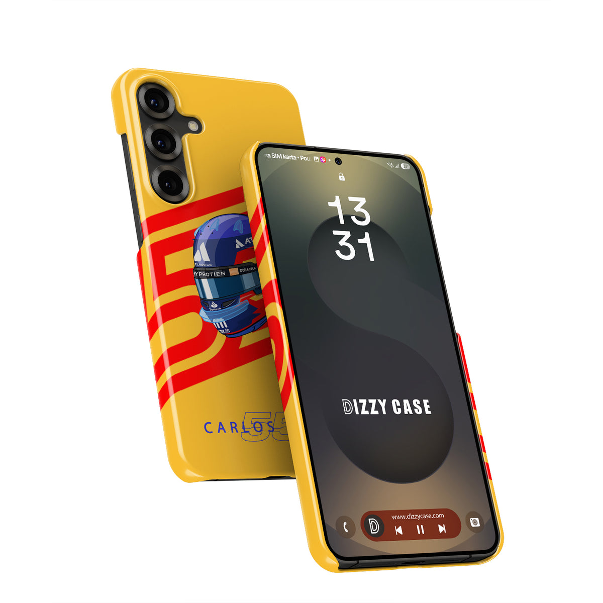 Carlos Sainz 2025 Helmet Tribute Phone Case – Red & Yellow 55 Design for Samsung Galaxy