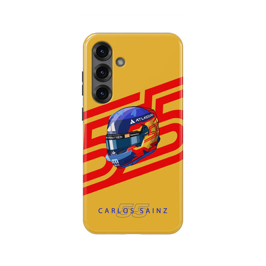 Carlos Sainz 2025 Helmet Tribute Phone Case – Red & Yellow 55 Design for Samsung Galaxy