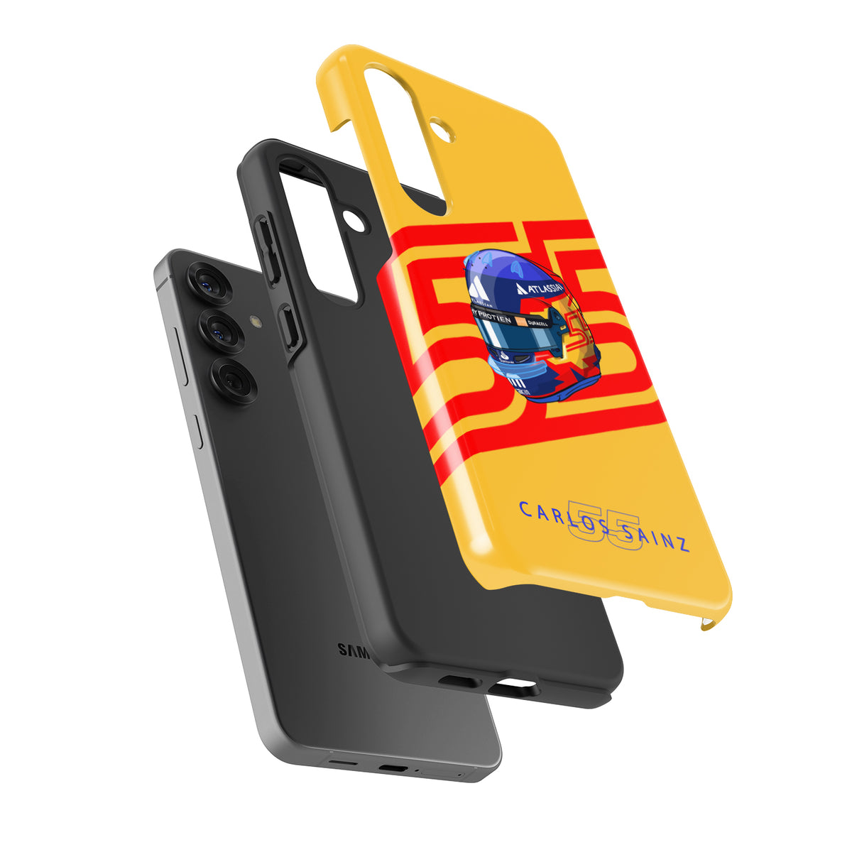 Carlos Sainz 2025 Helmet Tribute Phone Case – Red & Yellow 55 Design for Samsung Galaxy