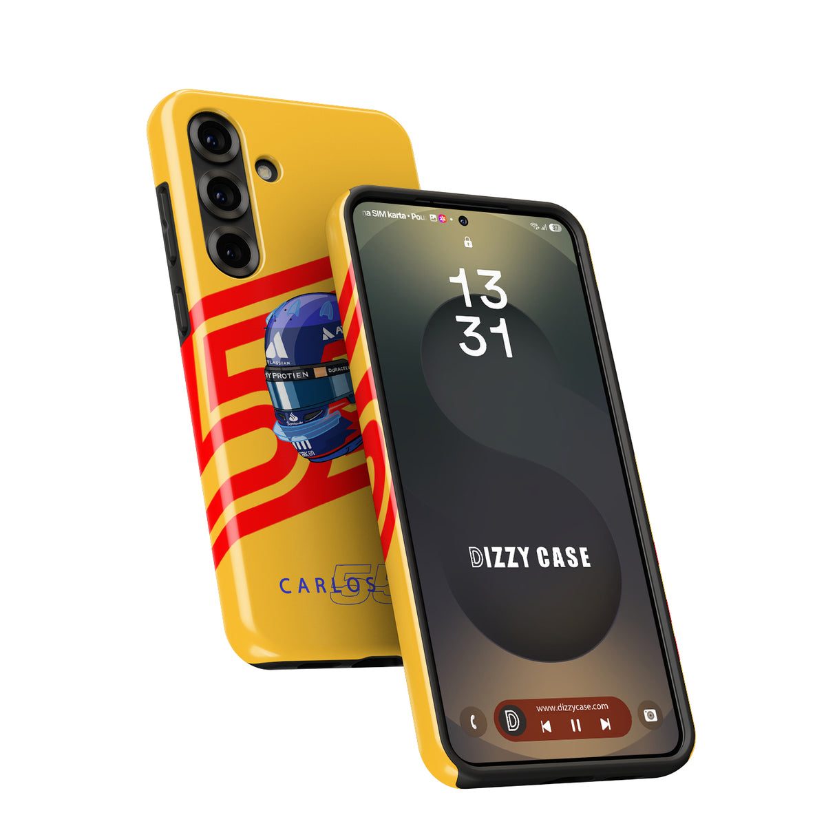 Carlos Sainz 2025 Helmet Tribute Phone Case – Red & Yellow 55 Design for Samsung Galaxy