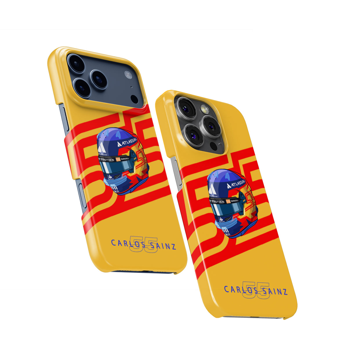 Carlos Sainz 2025 Helmet Tribute Phone Case – Red & Yellow 55 Design for iPhone