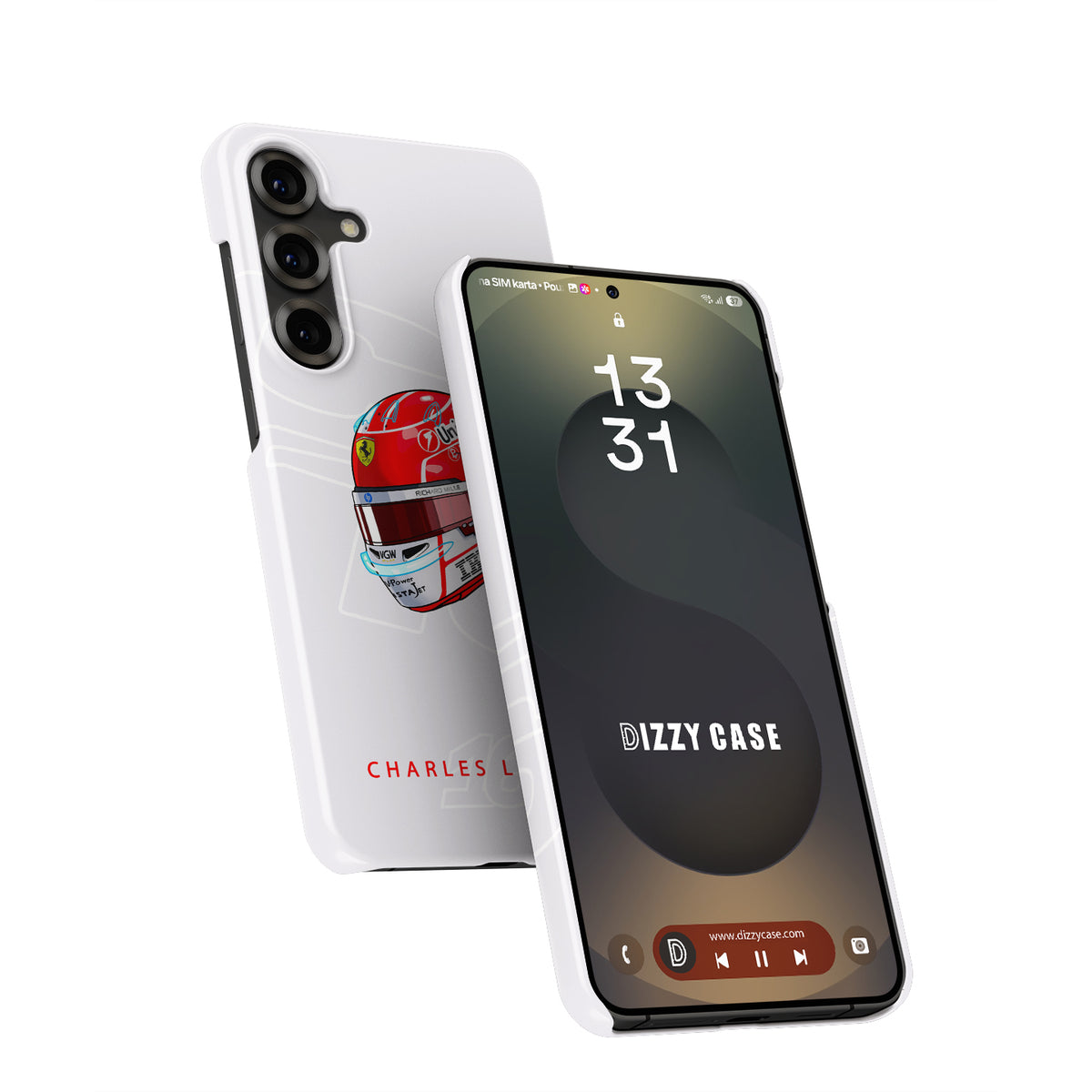 Charles Leclerc 2025 Helmet Phone Case – Ferrari Red & White Tribute for Samsung Galaxy