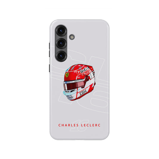 Charles Leclerc 2025 Helmet Phone Case – Ferrari Red & White Tribute for Samsung Galaxy