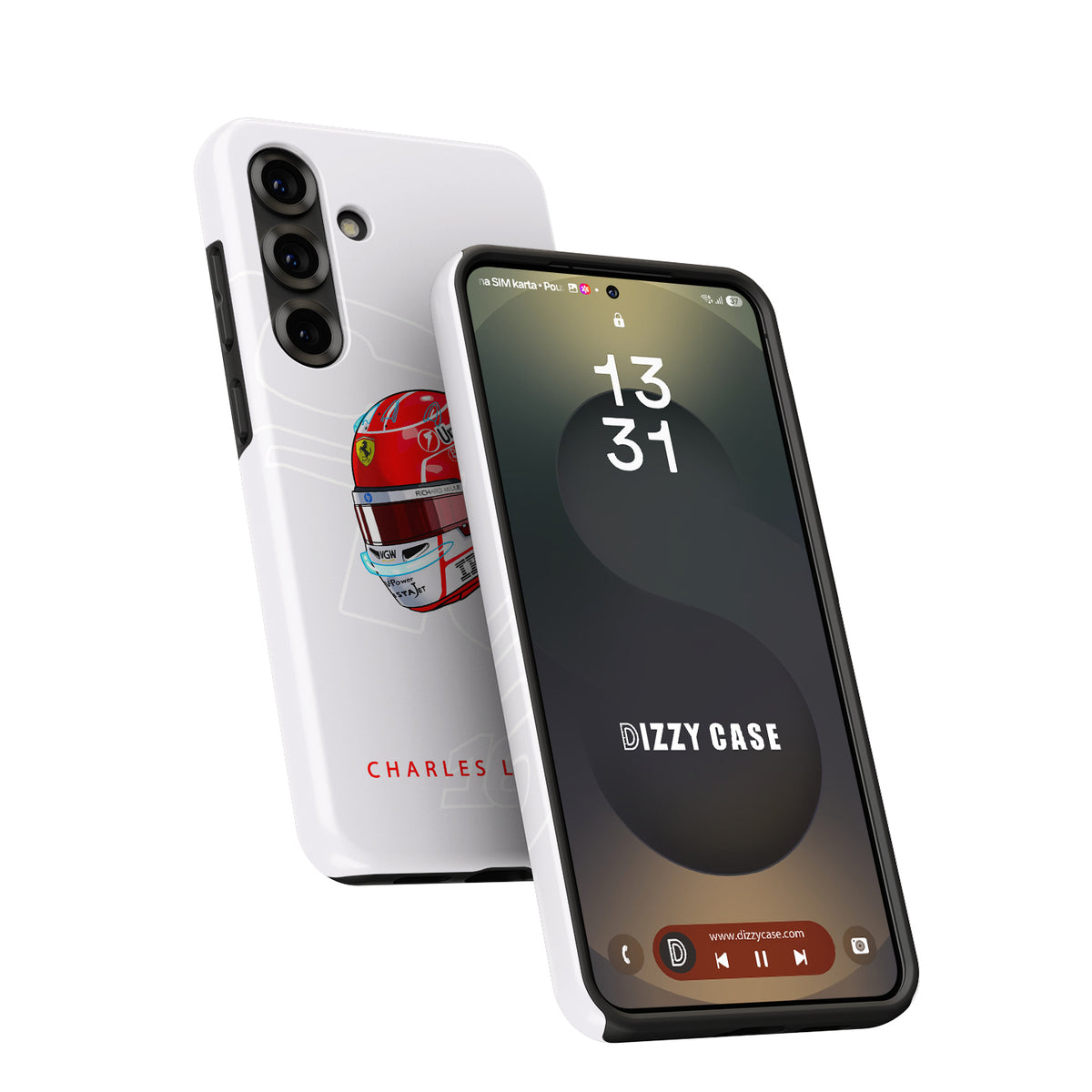 Charles Leclerc 2025 Helmet Phone Case – Ferrari Red & White Tribute for Samsung Galaxy