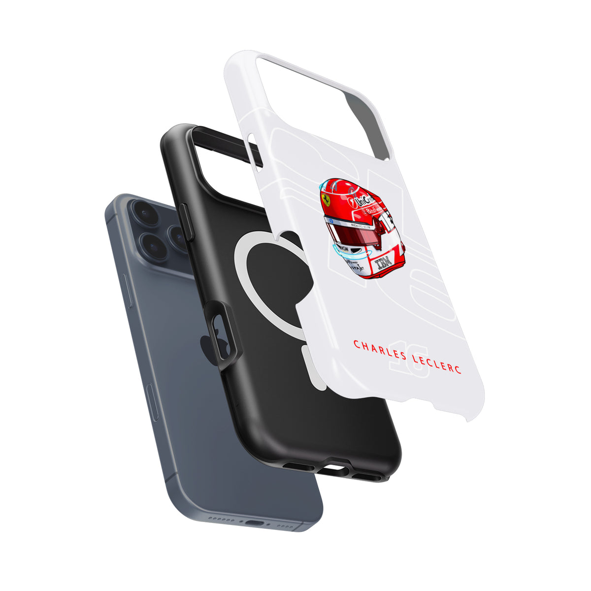 Charles Leclerc 2025 Helmet Phone Case – Official Ferrari Red & White Tribute for iPhone
