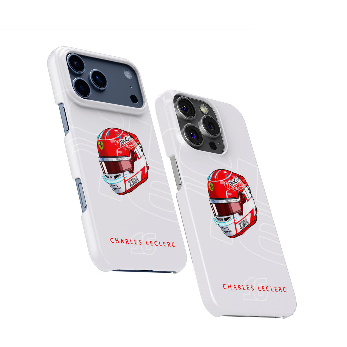 Charles Leclerc 2025 Helmet Phone Case – Official Ferrari Red & White Tribute for iPhone