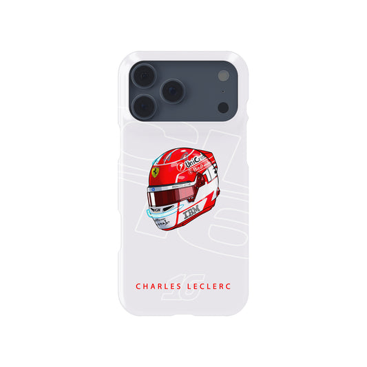 Charles Leclerc 2025 Helmet – Official Ferrari Red & White Tribute Formula 1 racing iPhone case view 1