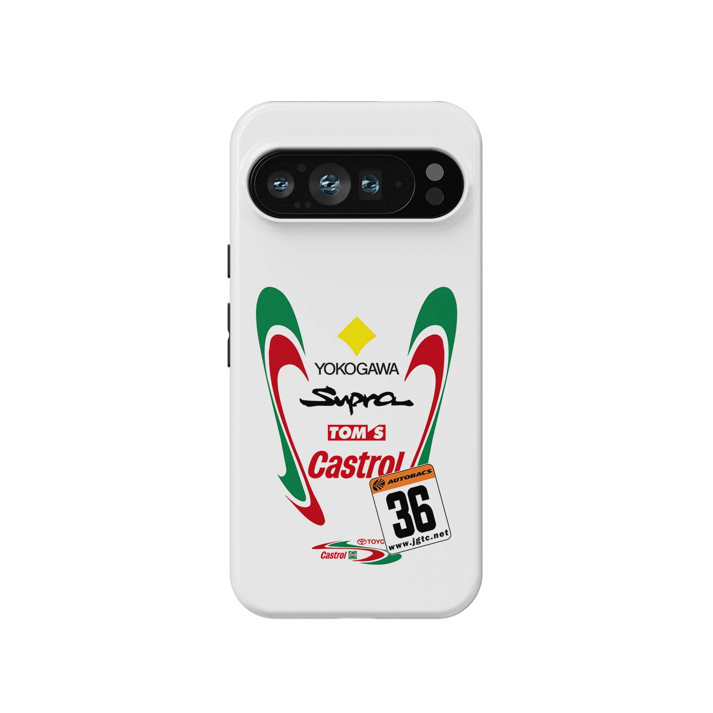 Legendary Castrol Tom's Supra Racing Google Pixel Case - JDM Retro Livery for Pixel 10/9/8 Series