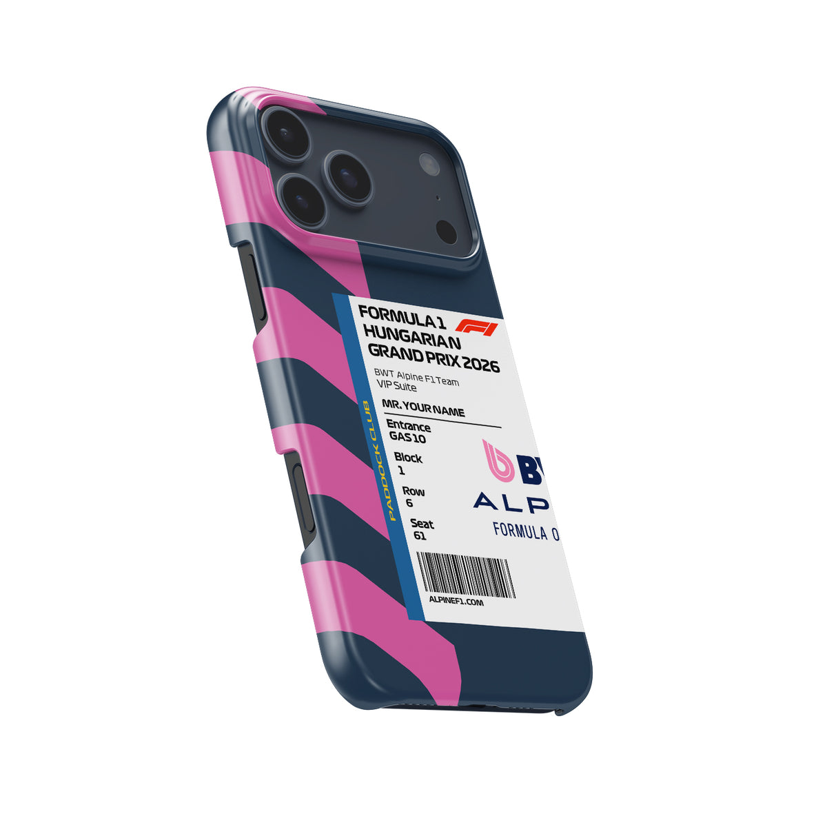 Custom Alpine VIP Pass - Hungary 2026 Formula 1 racing iPhone case view 5