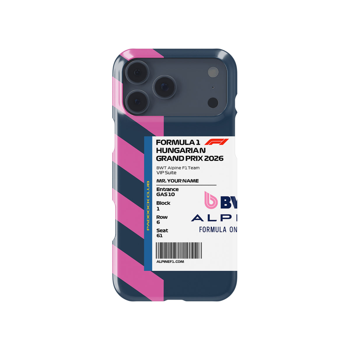 Custom Alpine VIP Pass - Hungary 2026 Formula 1 racing iPhone case view 1
