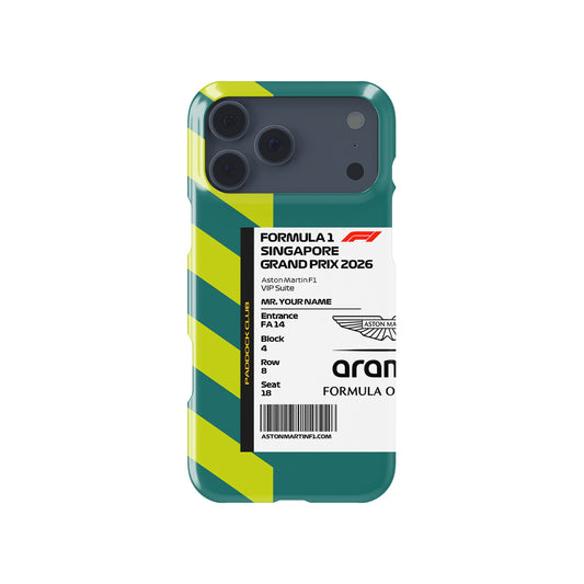Custom Aston Martin VIP Pass - Singapore 2026 Formula 1 racing iPhone case view 1