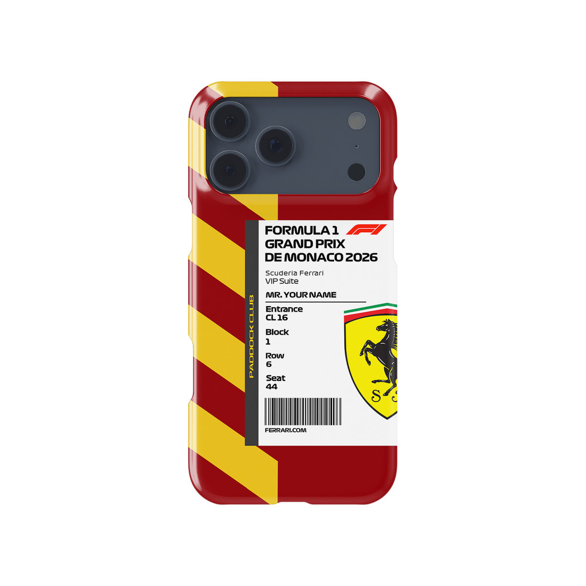 Custom Ferrari VIP Pass iPhone Case - 2026 Monaco Edition