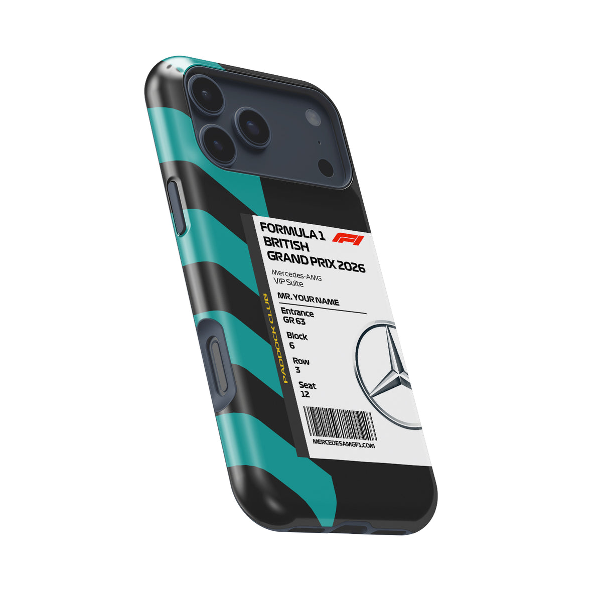 Custom Mercedes VIP Pass iPhone Case - Silverstone 2026