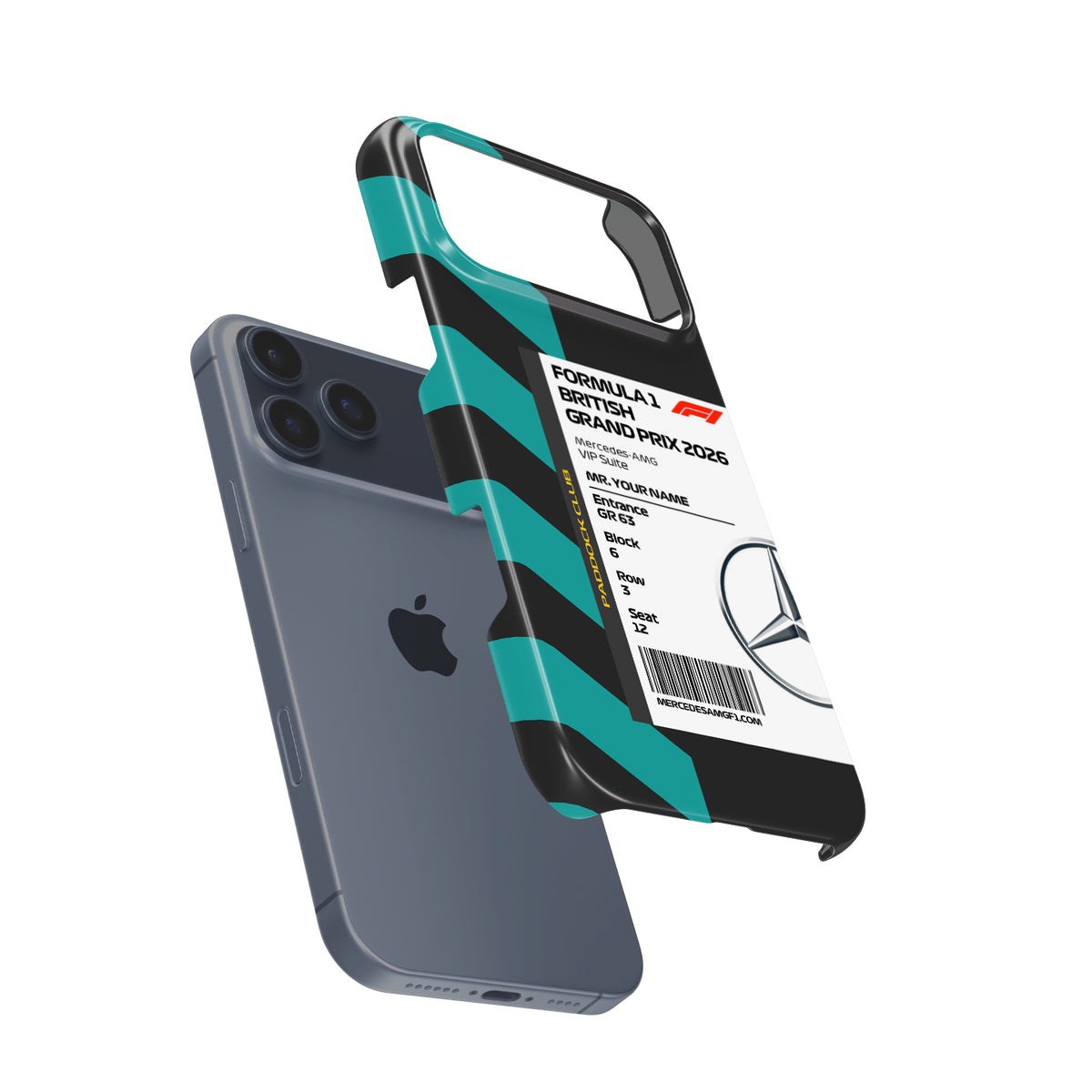 Custom Mercedes VIP Pass iPhone Case - Silverstone 2026