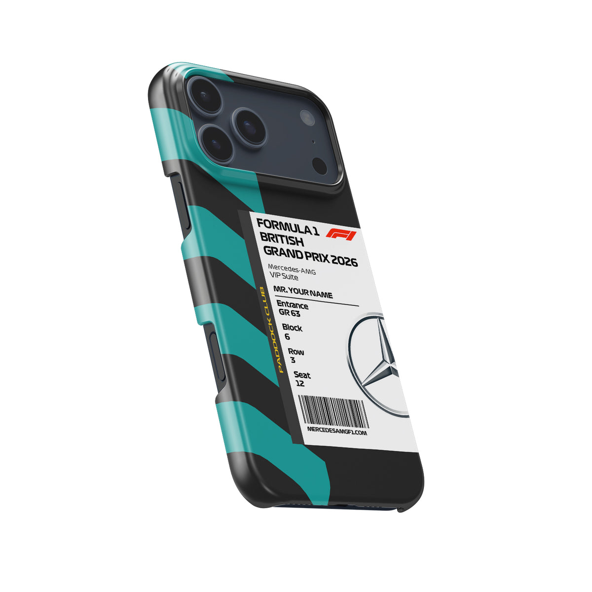 Custom Mercedes VIP Pass iPhone Case - Silverstone 2026