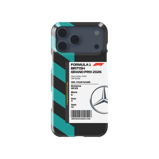 Custom Mercedes VIP Pass - Silverstone 2026 Formula 1 racing iPhone case view 1