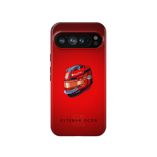 Esteban Ocon 2025 Helmet Phone Case – Multi-Device Red Edition (Haas F1 Design)