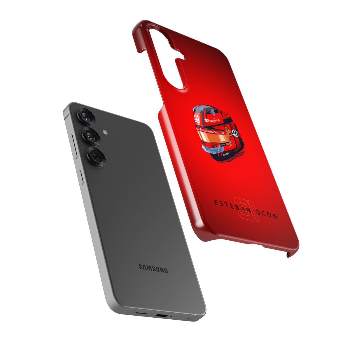 Esteban Ocon 2025 Helmet Phone Case – Red 31 Design for Samsung Galaxy (Haas Tribute)