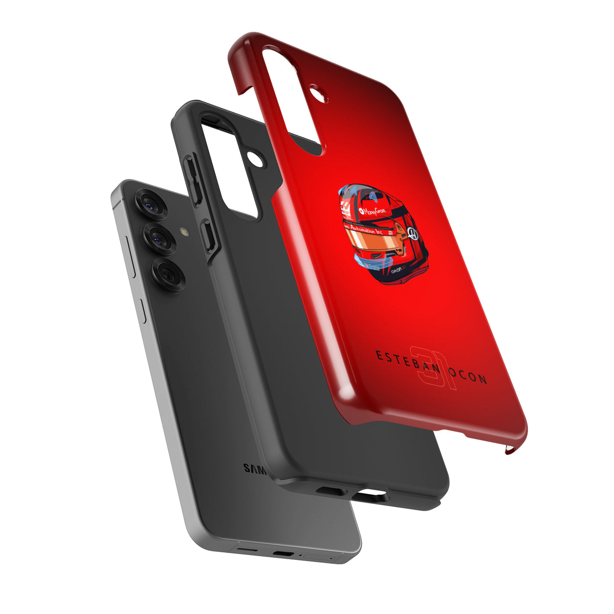 Esteban Ocon 2025 Helmet Phone Case – Red 31 Design for Samsung Galaxy (Haas Tribute)