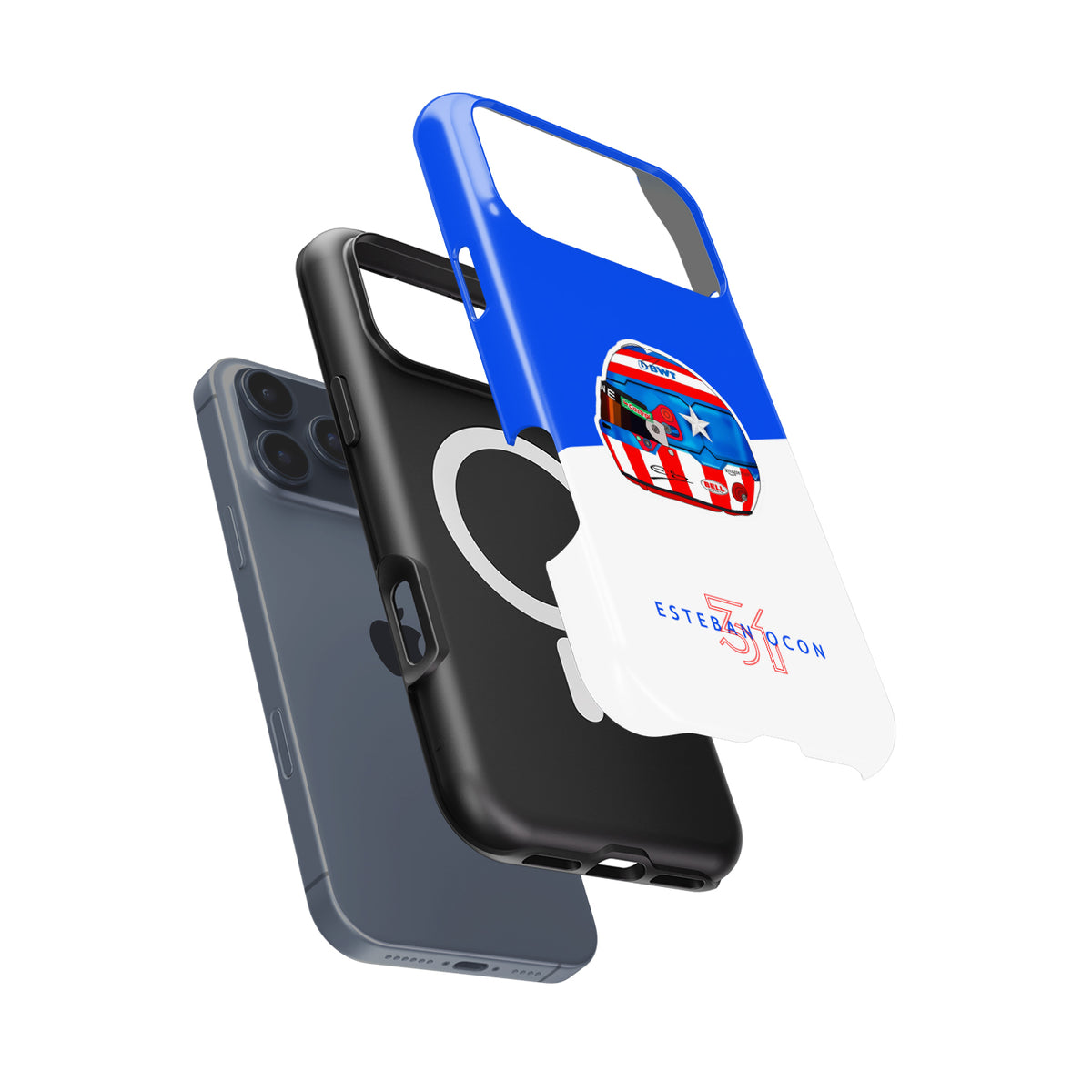 Esteban Ocon Las Vegas 2024 F1 Helmet Case – Google, OnePlus, Huawei, Xiaomi