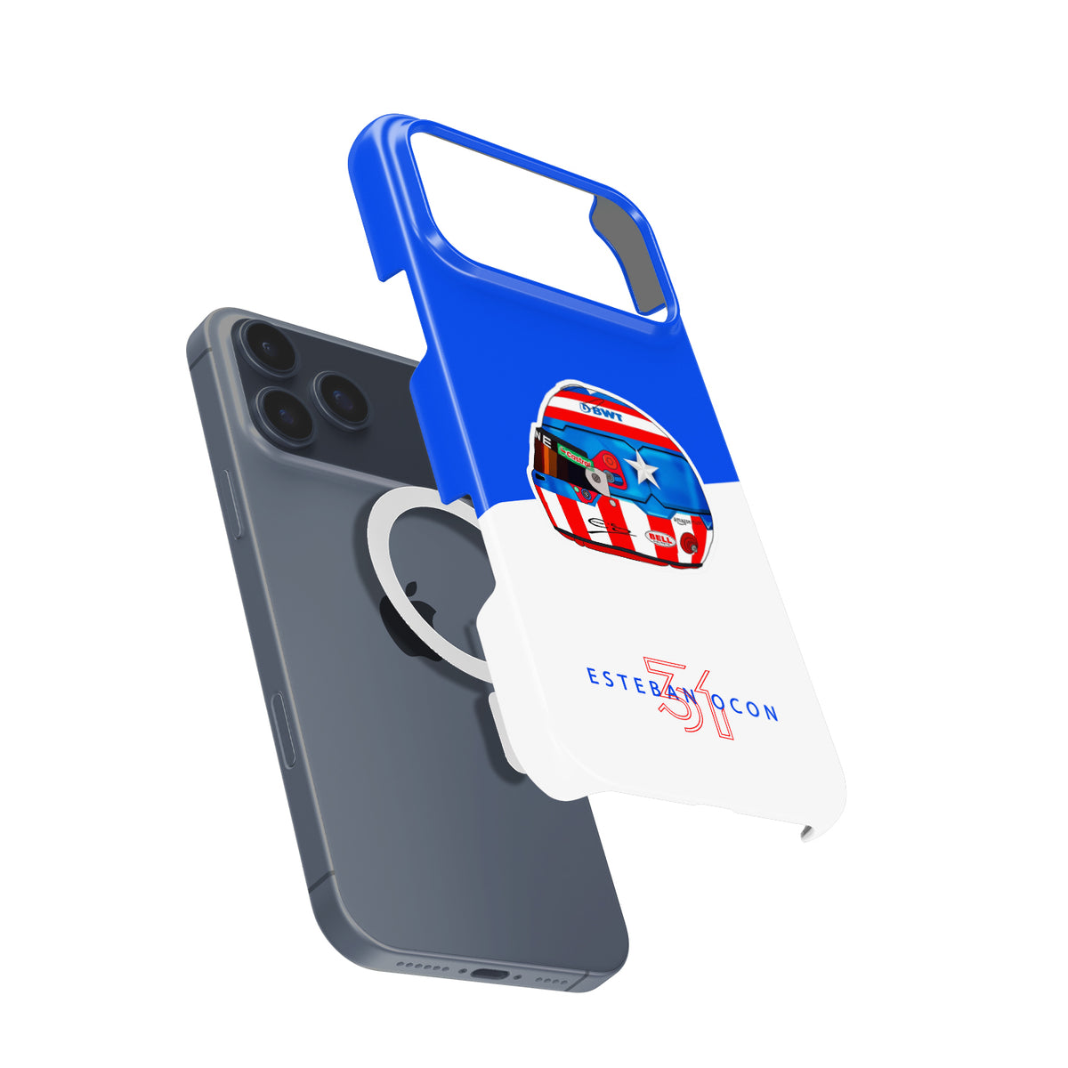Esteban Ocon Captain America Helmet – Las Vegas 2024 Edition Formula 1 racing iPhone case view 4