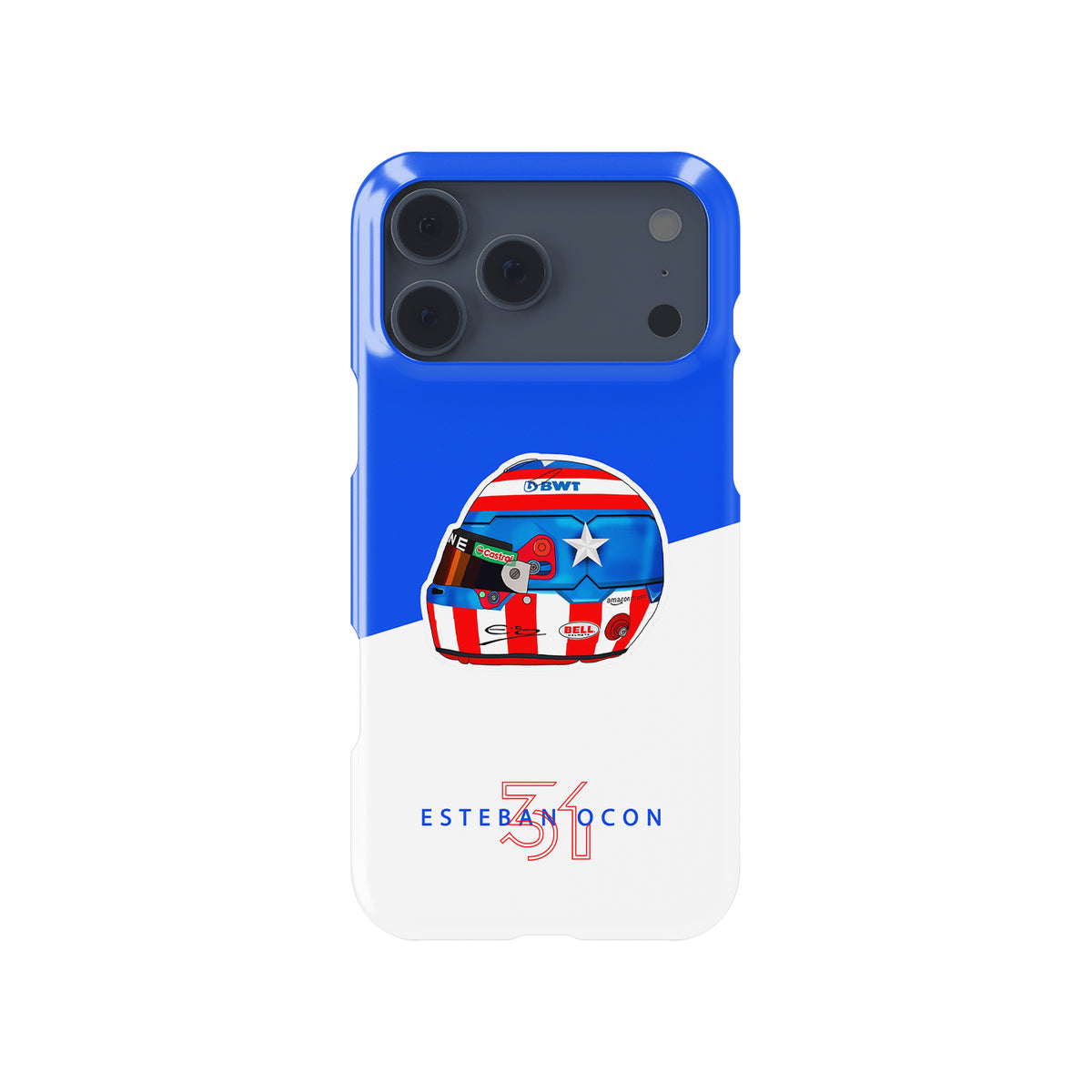 Esteban Ocon Captain America Helmet – Las Vegas 2024 Edition Formula 1 racing iPhone case view 1