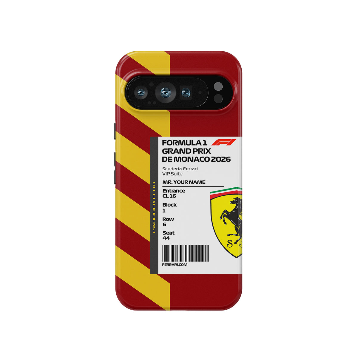 Custom Ferrari VIP Ticket Case - Pixel 10 Pro, Huawei, OnePlus