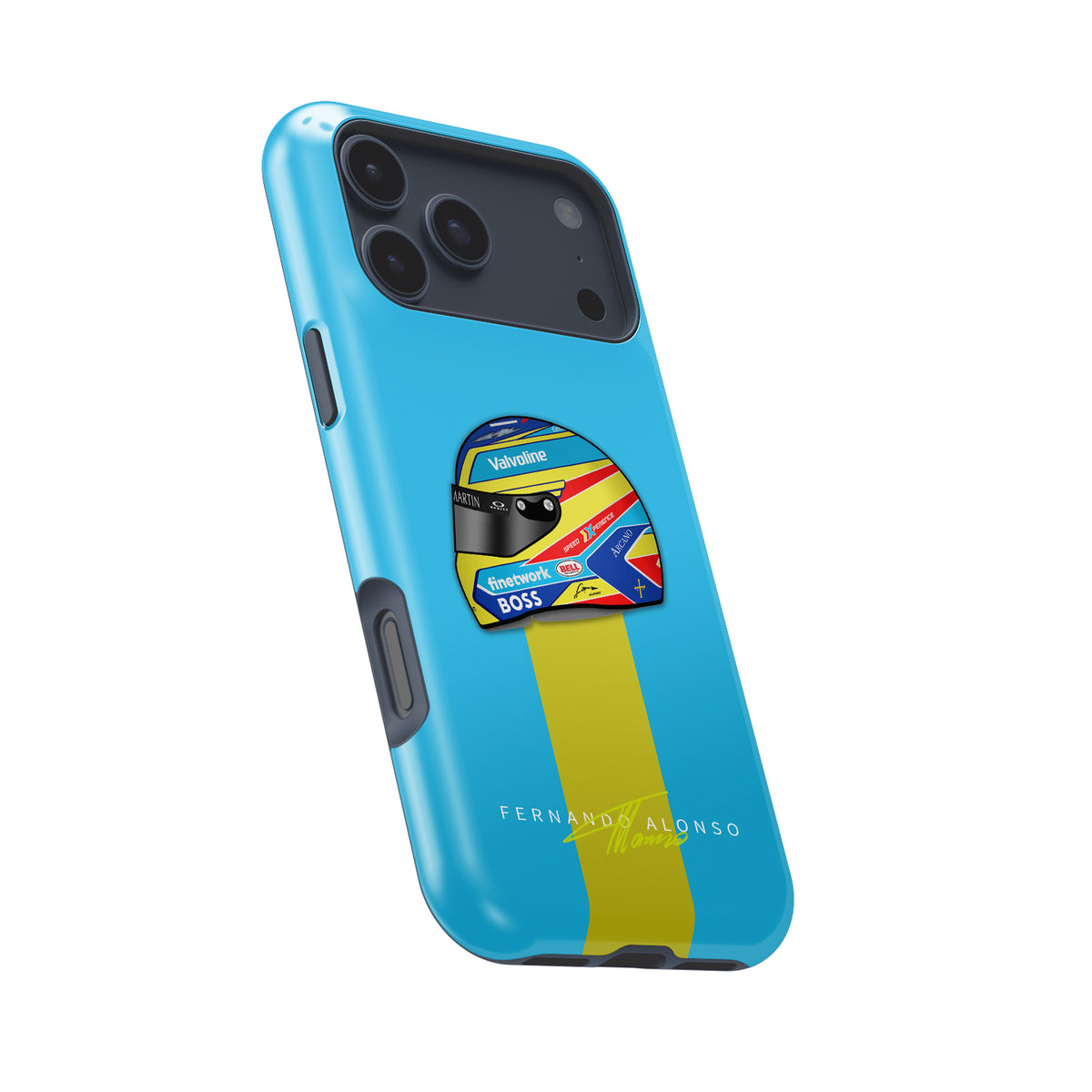 Fernando Alonso 2024 Helmet – Iconic Design and Protection Formula 1 racing iPhone case view 8