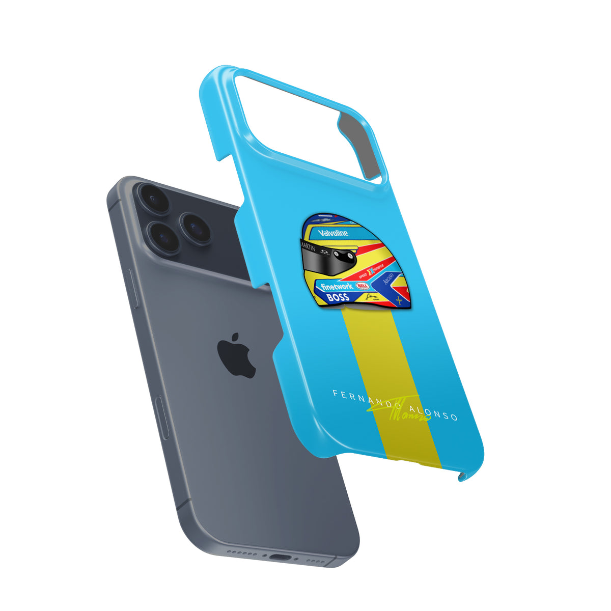 Fernando Alonso 2024 Helmet – Iconic Design and Protection Formula 1 racing iPhone case view 3