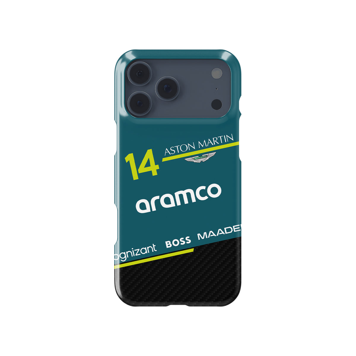 Fernando Alonso AMR25 FA14 – F1 Livery Edition Formula 1 racing iPhone case view 1