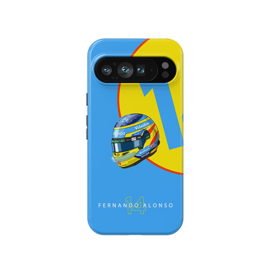 Fernando Alonso F1 Phone Case – 2025 Helmet Tribute Design (Pixel, OnePlus, Xiaomi, Huawei)