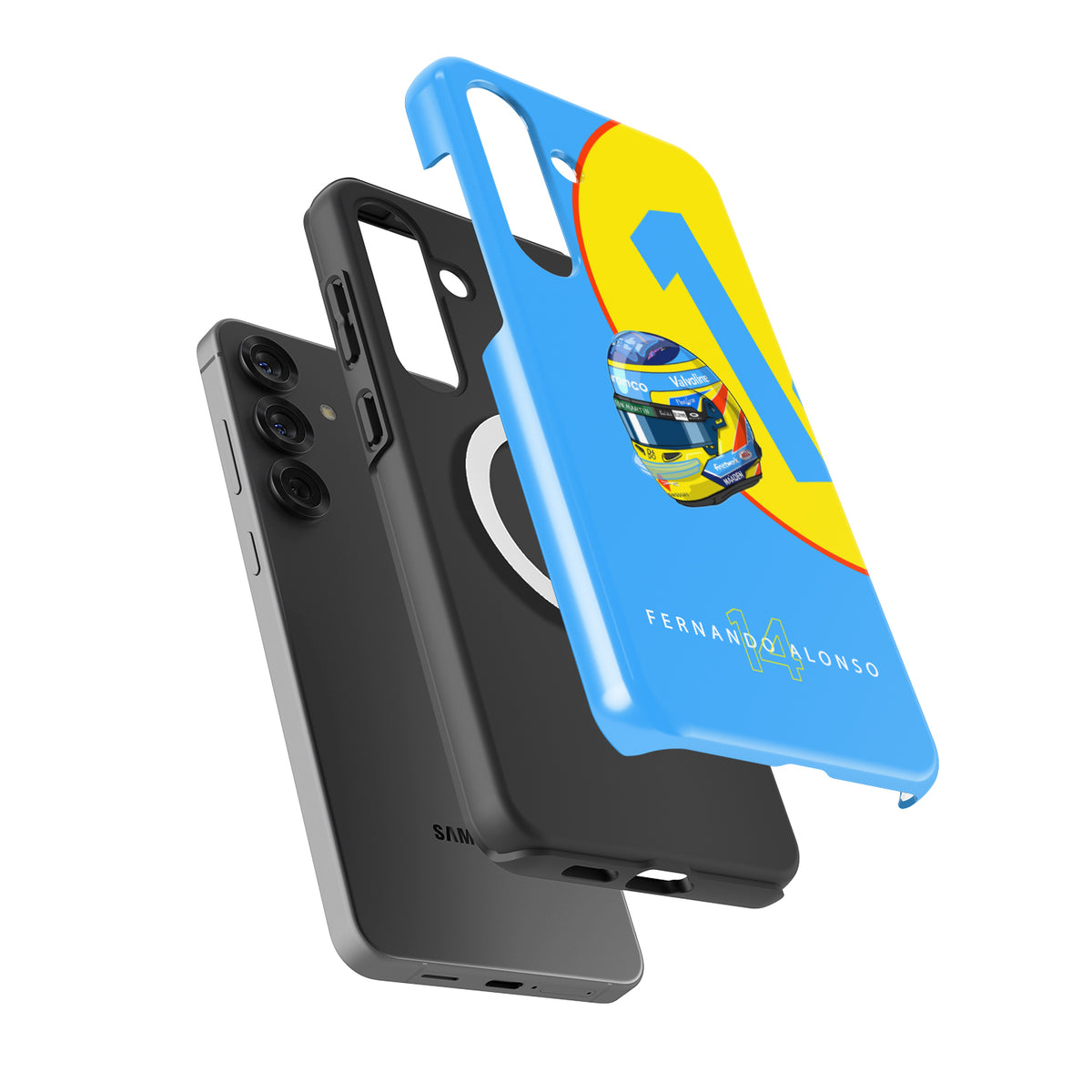 Fernando Alonso 2025 Helmet Phone Case – Aston Martin Livery (For Samsung)