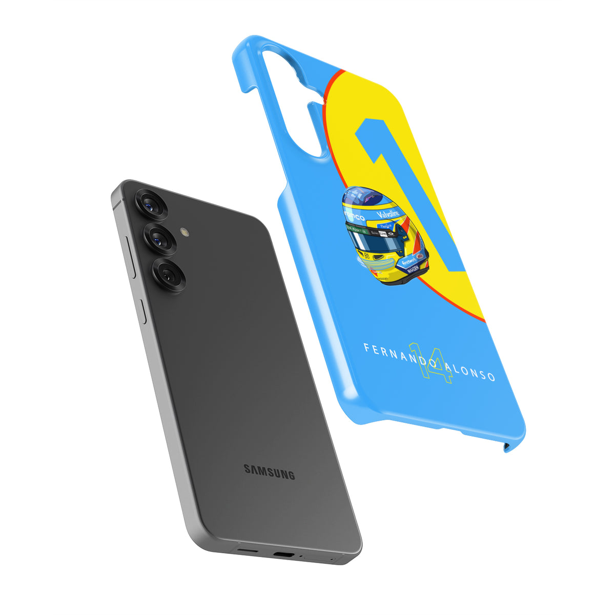Fernando Alonso 2025 Helmet Phone Case – Aston Martin Livery (For Samsung)