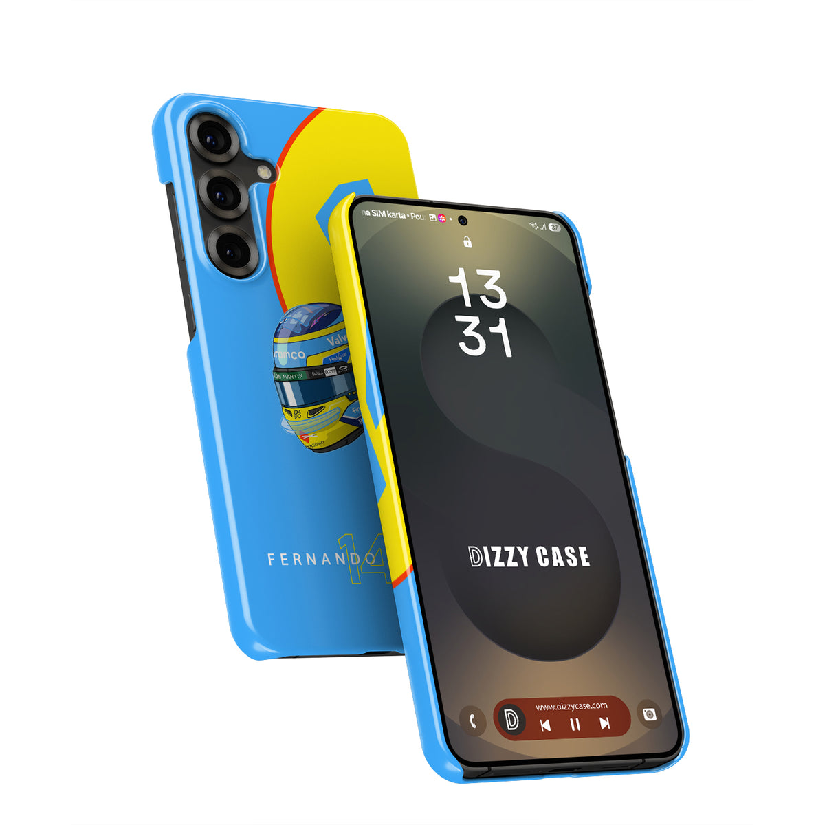 Fernando Alonso 2025 Helmet Phone Case – Aston Martin Livery (For Samsung)