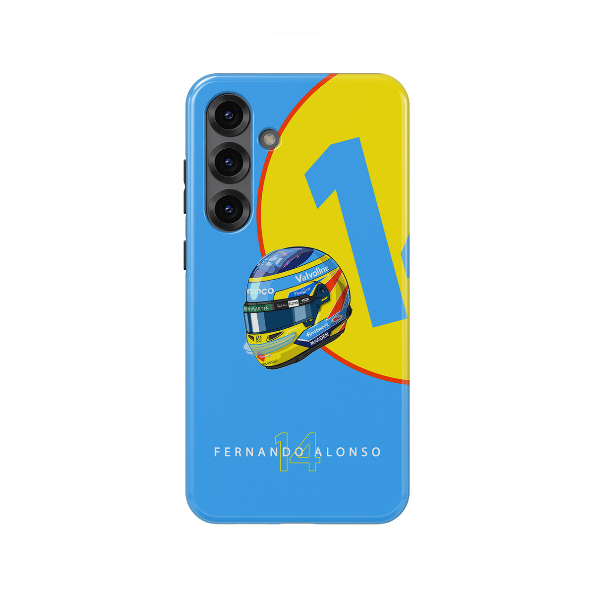 Fernando Alonso 2025 Helmet Phone Case – Aston Martin Livery (For Samsung)