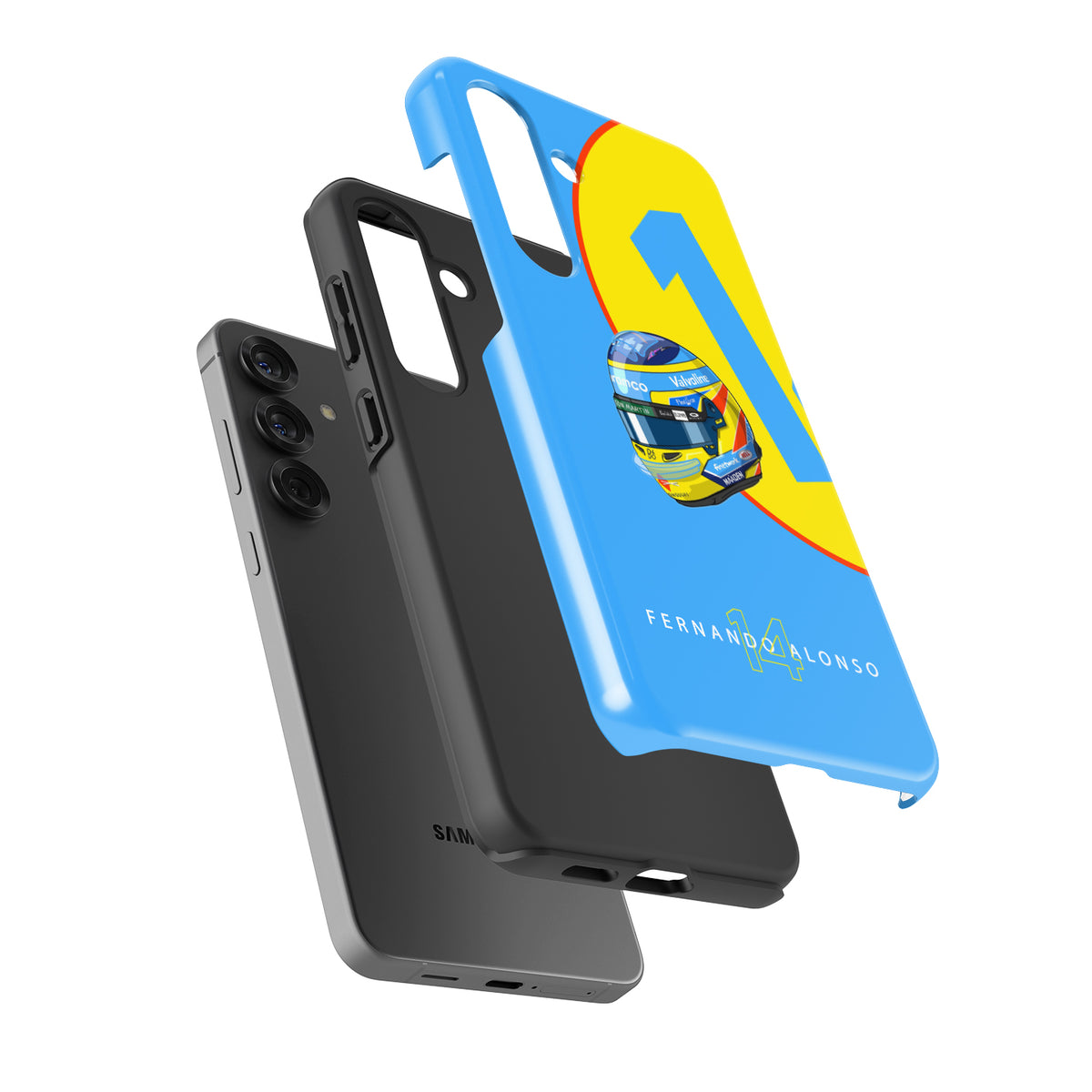 Fernando Alonso 2025 Helmet Phone Case – Aston Martin Livery (For Samsung)