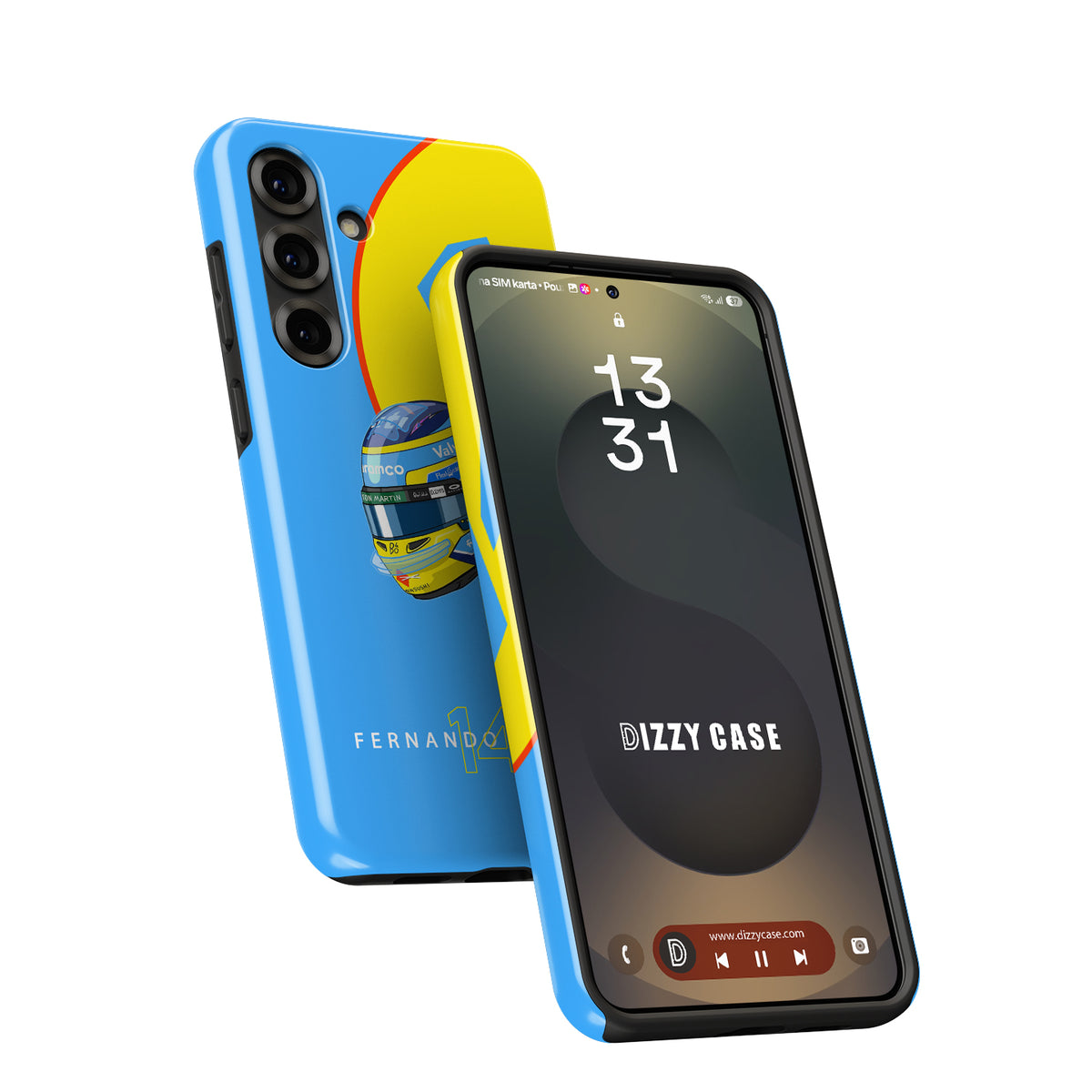Fernando Alonso 2025 Helmet Phone Case – Aston Martin Livery (For Samsung)