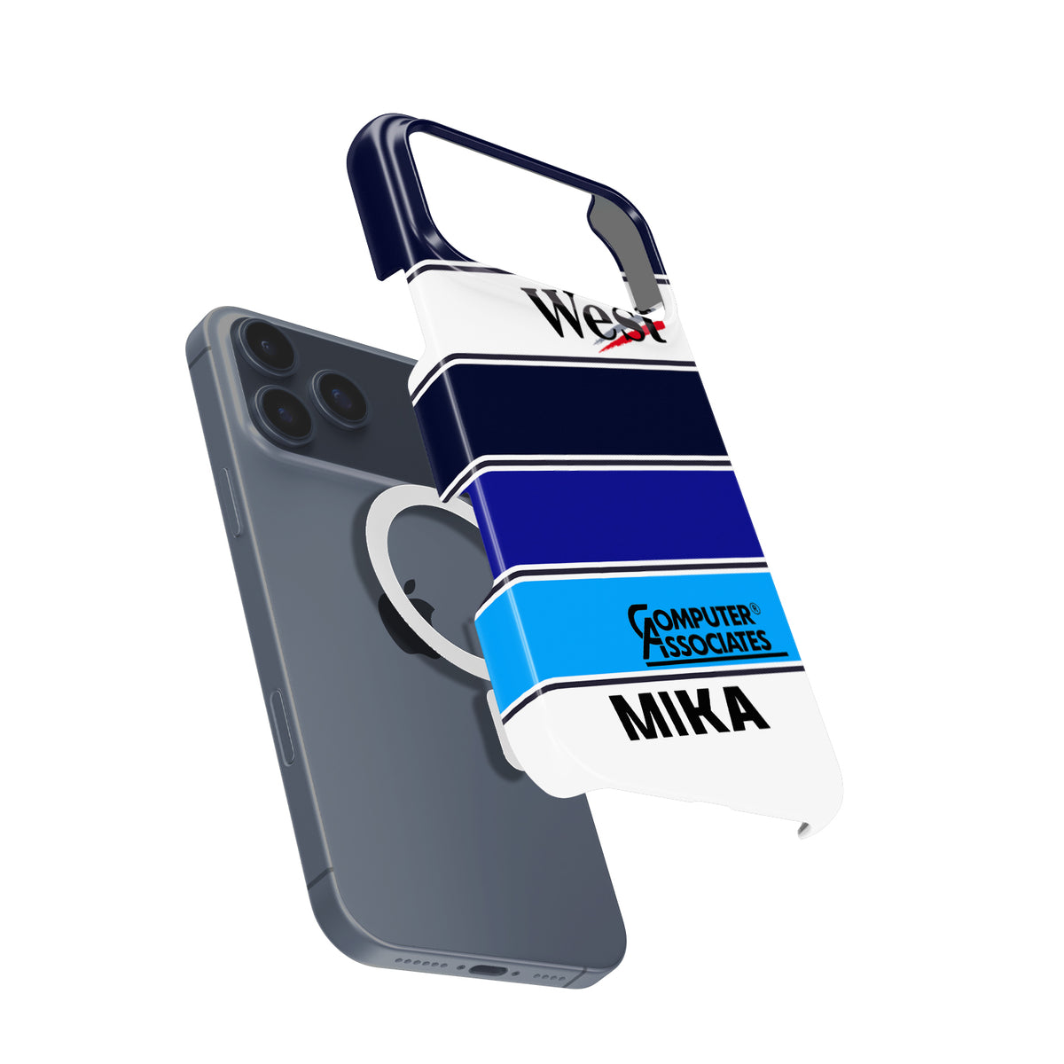 F1 Legend Mika Häkkinen Helmet – Tough, Stylish & Iconic Formula 1 racing iPhone case view 4
