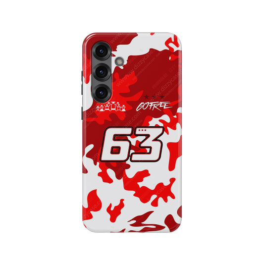 Francesco Bagnaia #63 Red Camo Helmet Phone Case | Ducati MotoGP 2026 Edition for Samsung Galaxy